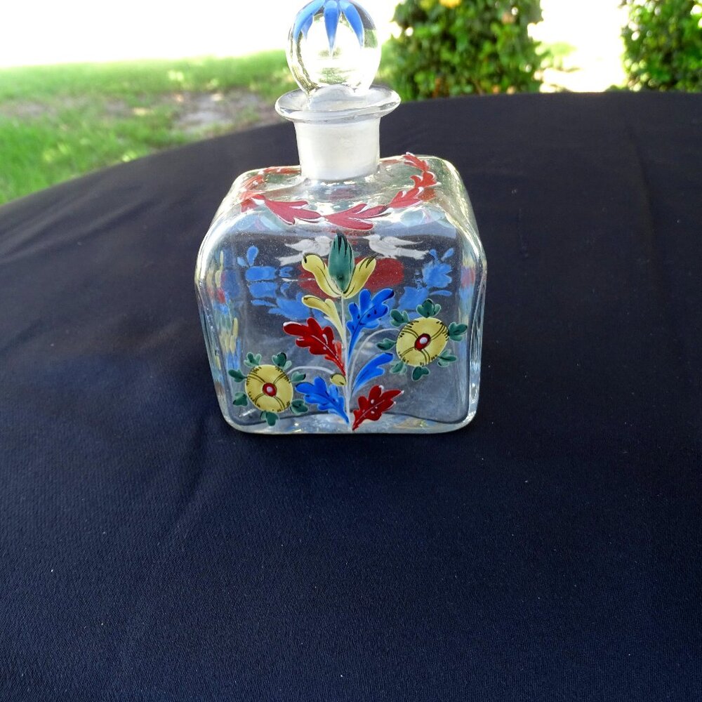 Hand painted Glass Perfume Bottle with Stopper